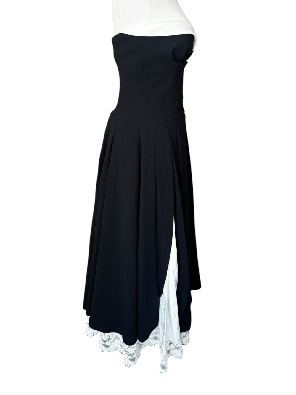 NWT Helsa The Finale Midi Dress with Lace & Poplin - Black/ White Small - Picture 8 of 15
